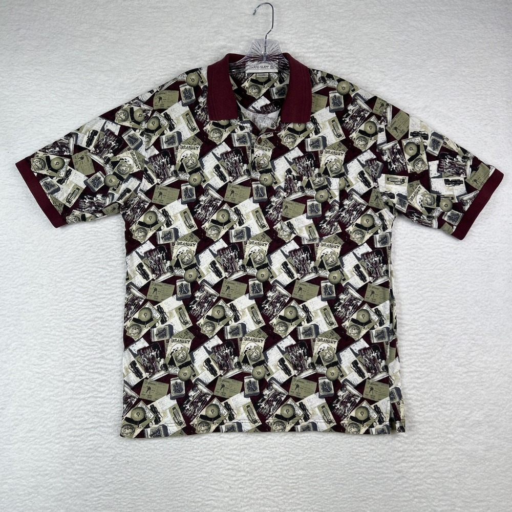 VTG Grand‎ Slam Shirt Mens Large Short Sleeve Red St Andrews Collared Golf Polo